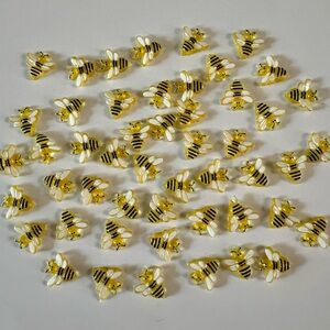 25 pcs Mini Honey Bee Hand Painted Resin Charms Glitter Cabochon Flatback